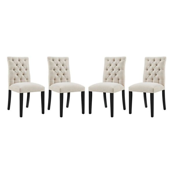 Modway Duchess Fabric Set of 4, Four Dining Chairs, Beige Online