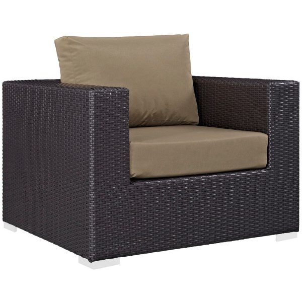 Modway Convene Collection 10-Piece Outdoor Patio Sectional Set in Espresso Mocha Cheap - Image 3