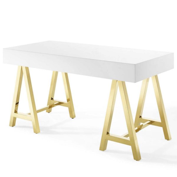 Modway Jettison Office Desk, Gold White For Discount - Image 4