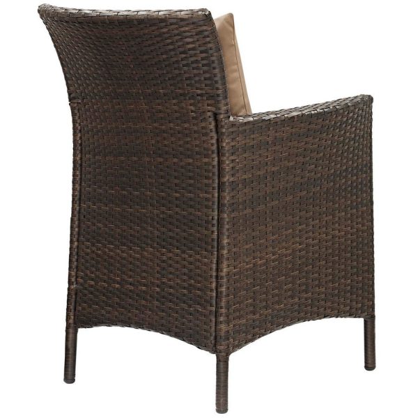 Modway EEI-4031-BRN-MOC Conduit Outdoor Patio Wicker Rattan Dining Armchair Set of 4, Brown Mocha Online - Image 3