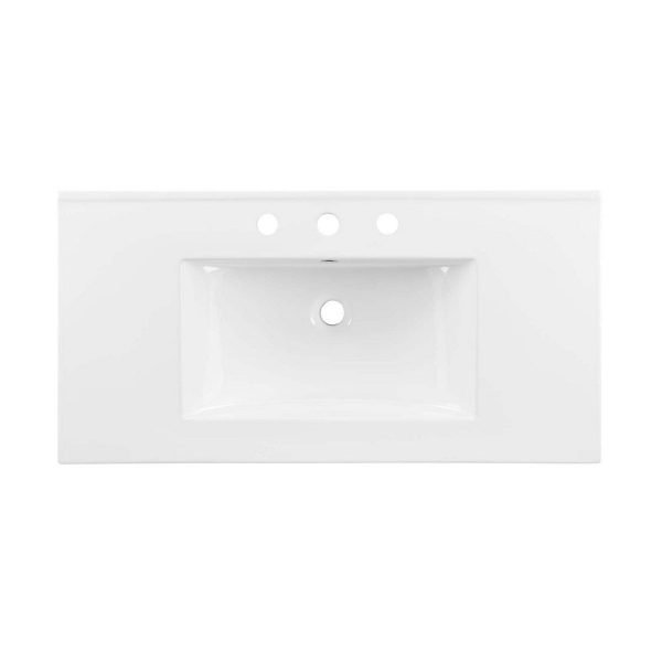 Modway Quantum Modern Bathroom Vanity with Ceramic Sink Basin and Storage Drawer, 36 , White Gold For Discount - Image 5