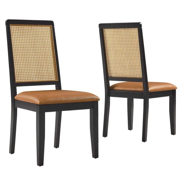 Modway Arlo Dining Chairs, Black Natural Tan Fashion