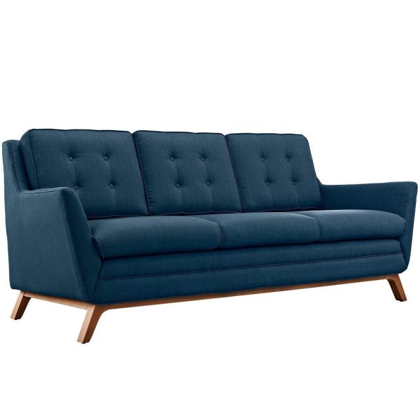 Modway Beguile Mid-Century Modern Sofa Upholstered Fabric with Sofa, Loveseat and Armchair in Azure Discount - Image 5