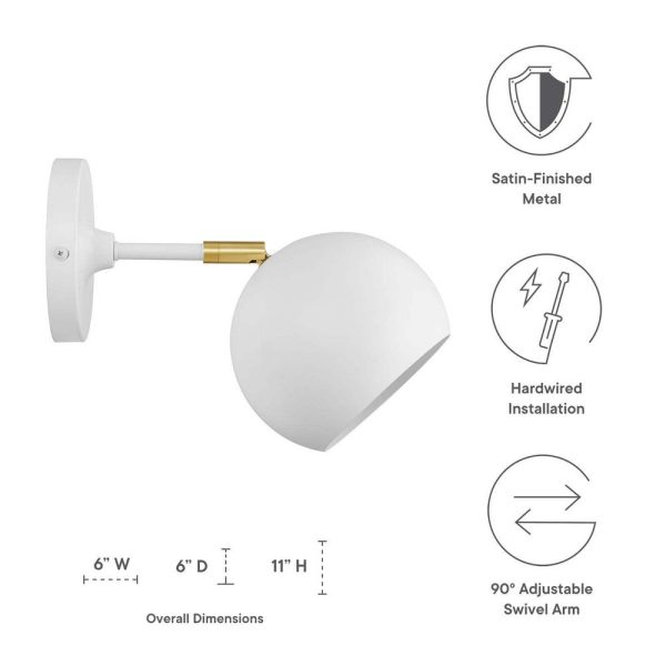 Modway Chalice 4  Swing-Arm Metal Wall Sconce in White Online now - Image 2