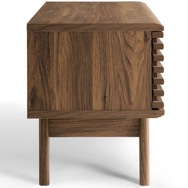 Modway Render 46  Mid-Century Modern Low Profile Media Console TV Stand, 46 Inch, Walnut For Discount - Image 2
