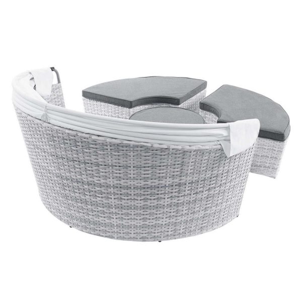Modway EEI-4443-LGR-SLA Scottsdale Canopy Sunbrella Outdoor Patio Light Gray Daybed Sale - Image 5