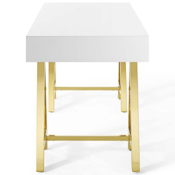 Modway Jettison Office Desk, Gold White For Discount - Image 3