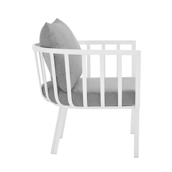 Modway Riverside Outdoor Furniture, Armchair, White Gray Supply - Image 2