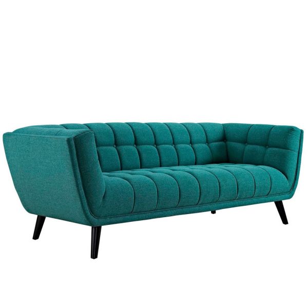 Modway Bestow Upholstered Fabric Button-Tufted Sofa In Teal on Sale - Image 2