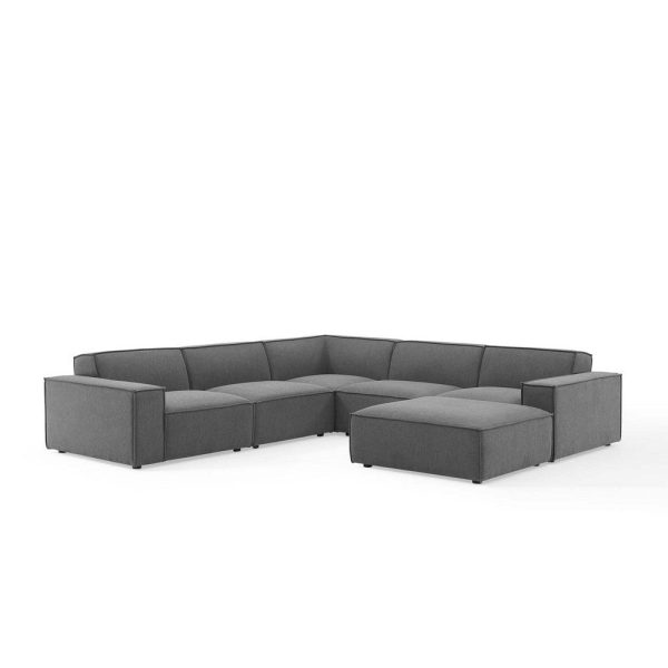 Modway Restore Upholstered Sectional Sofa, 6-Piece Set, Charcoal Cheap