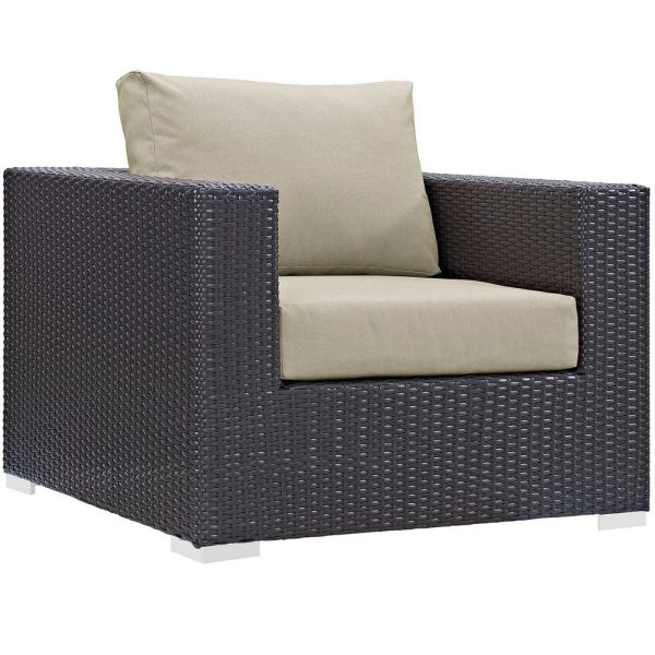 Modway Convene Collection 7-Piece Outdoor Patio Sectional Set in Espresso Beige For Cheap - Image 4
