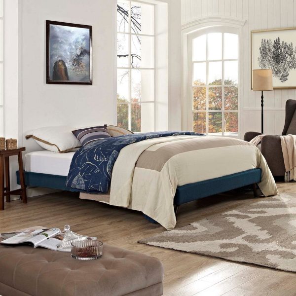 Modway Loryn Upholstered Full Platform Bed Frame with Wood Slat Support in Azure Supply - Image 5