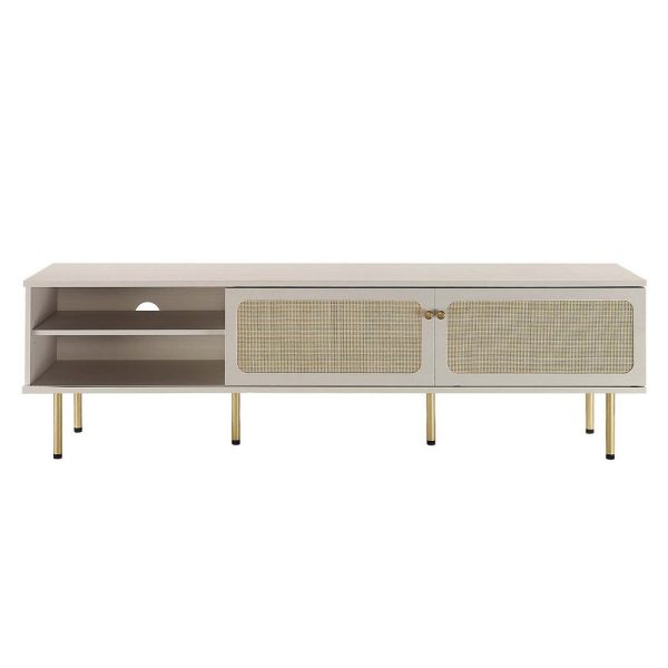 Modway Cambria Rattan TV Stand, 70 Inch, White Supply - Image 5