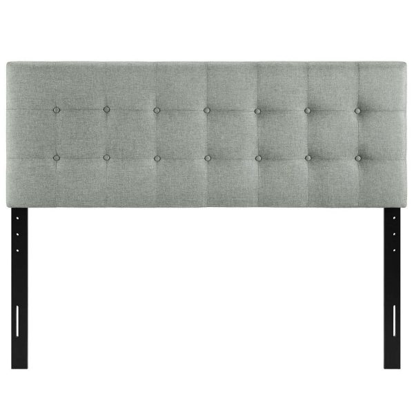Modway Emily Tufted Button Linen Fabric Upholstered Full Headboard in Gray For Discount - Image 2