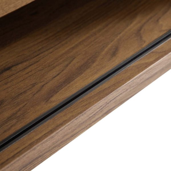Modway Render 46  Mid-Century Modern Low Profile Media Console TV Stand, 46 Inch, Walnut For Discount - Image 5