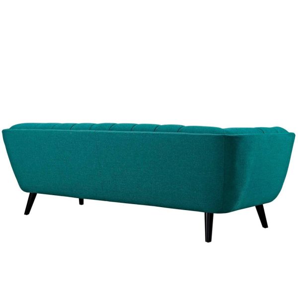 Modway Bestow Upholstered Fabric Button-Tufted Sofa In Teal on Sale - Image 3
