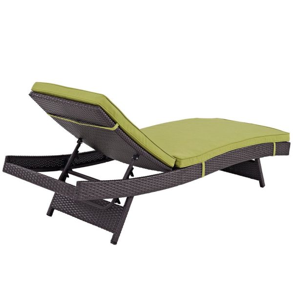 Modway Convene Wicker Rattan Outdoor Patio Chaise Lounge Chairs in Espresso Peridot - Set of 2 Hot on Sale - Image 3