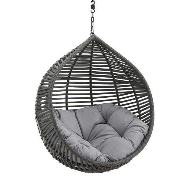 Modway EEI-3637-GRY-GRY Garner Teardrop Outdoor Patio Swing Chair Without Stand, Gray Gray, 28.5 x 41 x 125.5 Online Sale - Image 2