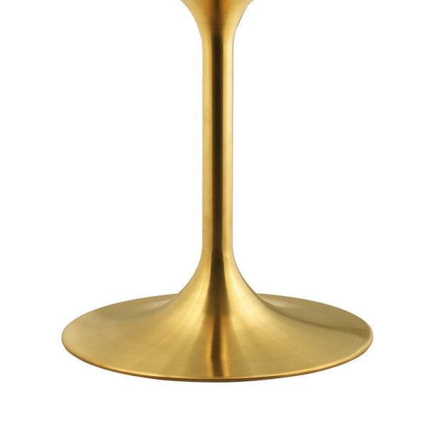 Modway Lippa 54  Mid-Century Dining Table with Round Artificial Marble Top in Gold White Online Sale - Image 2