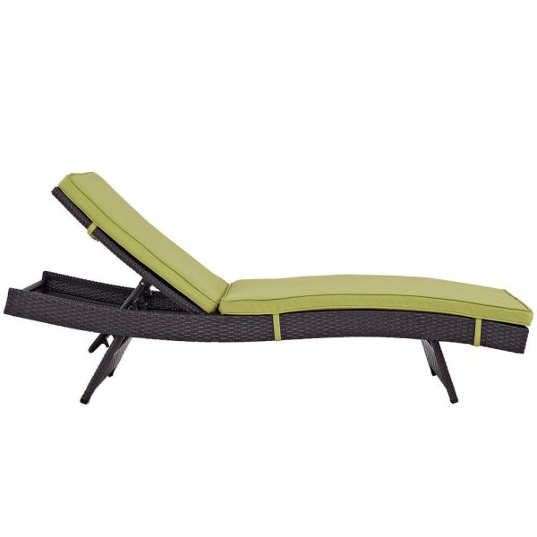 Modway Convene Wicker Rattan Outdoor Patio Chaise Lounge Chairs in Espresso Peridot - Set of 2 Hot on Sale - Image 2