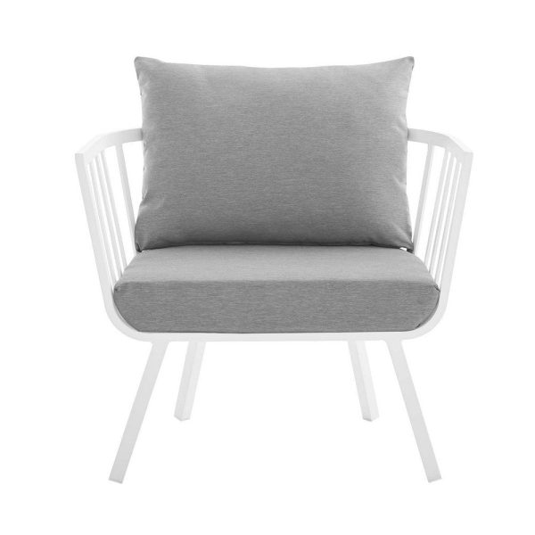 Modway Riverside Outdoor Furniture, Armchair, White Gray Supply - Image 4